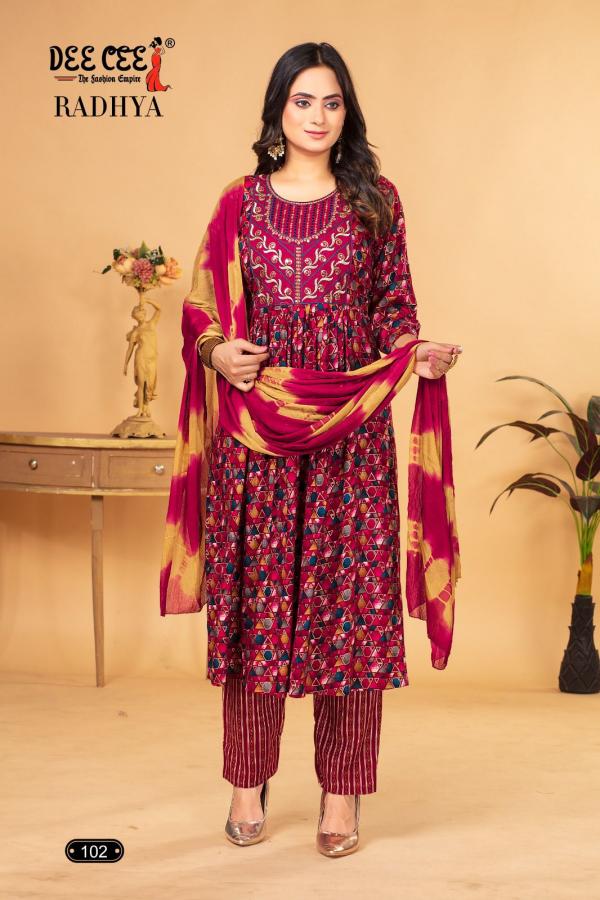 Deecee Radhya Rayon Foil Printed Kurti Pant With Dupatta